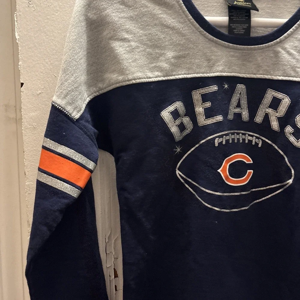 Chicago Bears Juniors Long Sleeved Sweatshirt‎ Navy Blue Sparkly Size Medium 7/9